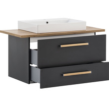 Waschtischunterschrank mit zwei Schubladen und Aufsatzwaschbecken