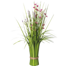 Stehgras-Busch mit Blüten Kunstfaser 48 cm rosa