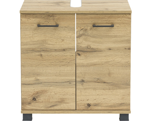 Waschbeckenunterschrank aus Holz mit zwei Türen und Griffen