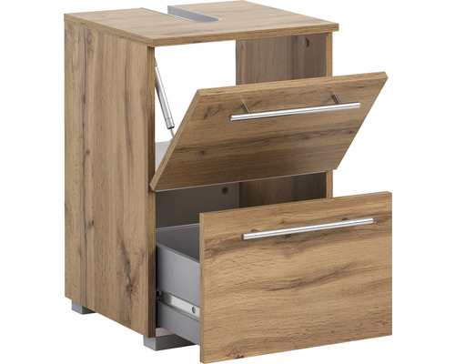 Waschtischunterschrank mit Schublade und Kippfach in Holzoptik