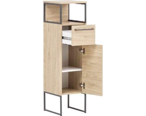Hochschrank mit offener Ablage, Schublade und Tür für das Badezimmer