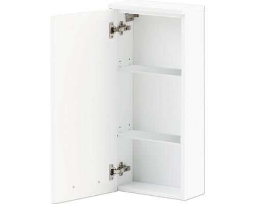 Offener weißer Hängeschrank mit zwei Einlegeböden