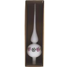 Weihnachtsbaumspitze mit Schneeflockenmuster in einer Verpackung.