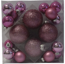 Packung mit Weihnachtskugeln aus Glas, glänzend und mit Glitter