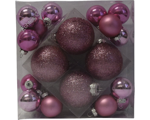 Christbaumkugeln Glas Mini 20-teilig rosa Glitzer