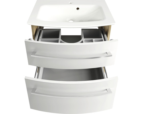 Waschtischunterschrank mit zwei Schubladen und Keramikwaschbecken