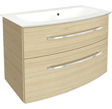 Waschtischunterschrank mit zwei Schubladen und Aufsatzwaschbecken