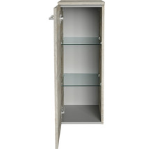 Offener Badezimmerschrank mit zwei Glasböden