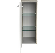 Offener Badezimmerschrank mit zwei Glasböden