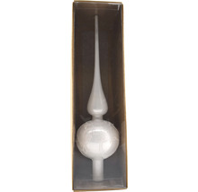 Weihnachtsbaumspitze aus Glas mit Ornamenten in Kartonverpackung