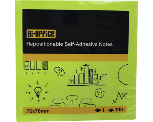 Bi-Office Haftnotizen, 76x76 Millimeter, 100 Stück
