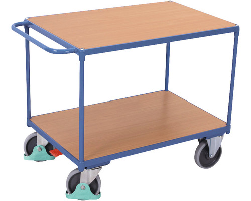 Tischwagen Classic-Line mit 2 Böden 1200x800 mm Stahl blau Tragkraft 500 kg Transportwagen mit zwei Ablageflächen und Rollen