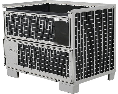 Gitterbox-Einsatz für Euro-Gitterbox 4-Seitig geschlossen Kunststoff schwarz Gitterbox aus Metall für Lager und Transport