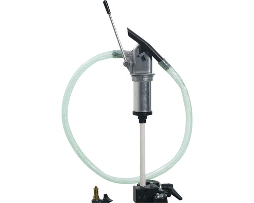 Fasspumpe Zinkdruckguss inkl. PVC-Schlauch und Auslaufkrümmer bis 700 mm Tauchtiefe Handpumpe mit Schlauch zur Flüssigkeitsförderung