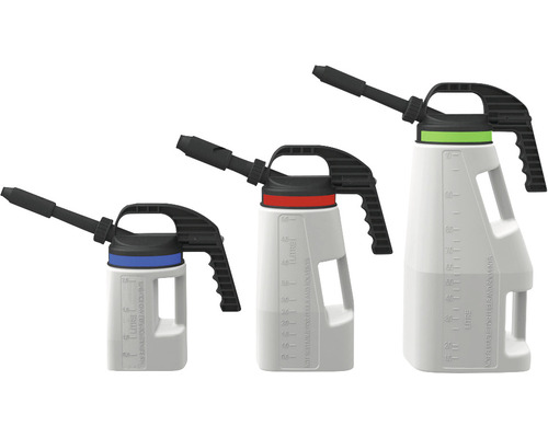 Drei Dosierflaschen mit Sprühkopf in verschiedenen Größen