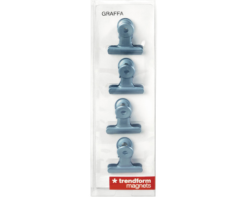 Vier Metall Magnete in einer Verpackung