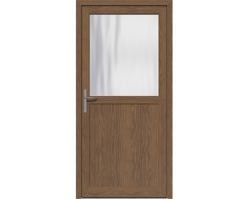 Holztür mit Glaseinsatz und Griff