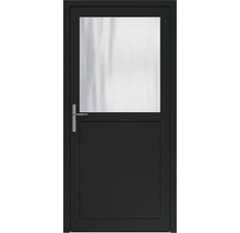 Schwarze Außentür mit Glaseinsatz