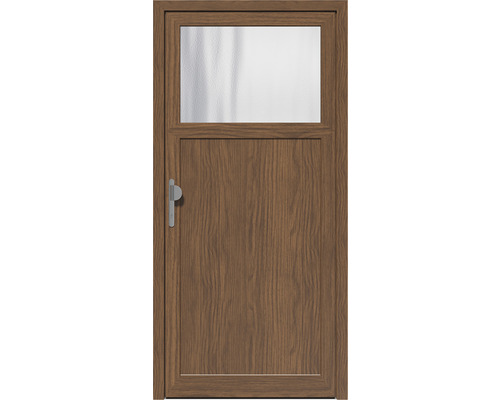 Holztür mit Glaseinsatz und Griff