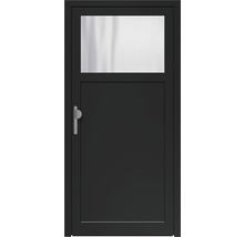 Schwarze Tür mit Glaseinsatz