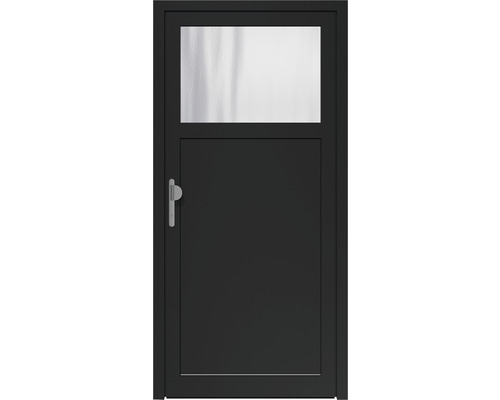 Schwarze Tür mit Glaseinsatz