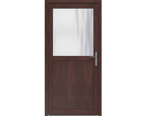 Holztür mit Glaseinsatz und Türgriff