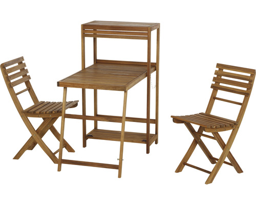 Balkonset Siena Garden 2 -Sitzer bestehend aus: 2x Stühle,Tisch Holz Naturbelassen