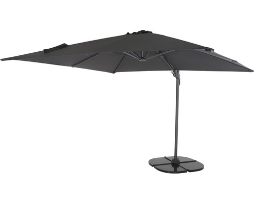 Quadratischer Sonnenschirm mit Standfuß für den Außenbereich