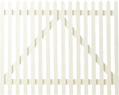 Einzeltor PLUS Skagen Lux 150 x 120 cm RAL 9010 weiß Holzzaun mit Latten und Verstrebungen