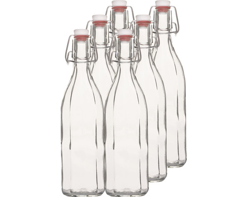 Viva 6 Glasflaschen Mit Bügelverschluss – 500 Ml, Inkl. Trichter, Zum Selbstbefüllen, Spülmaschinengeeignet