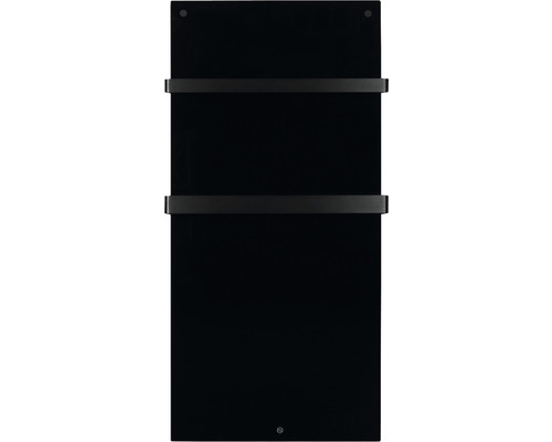 Schwarzer Handtuchwärmer mit zwei Handtuchhaltern