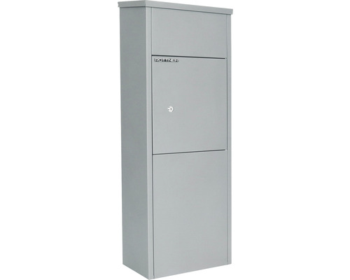 Paketbox Rottner Parcel Keeper 380 x 1050 x 230 cm pulverbeschichtet silber Freistehender grauer Briefkasten mit Schloss und Zeitungsfach