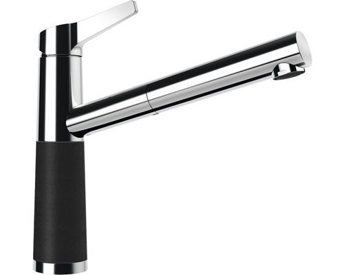 Niederdruck-Spültischarmatur Schock Sc-510 mit herausziehbarer Brause onyx 554123 Küchenarmatur aus Metall mit schwarzem Griff