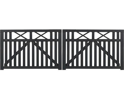 Doppeltor PLUS Vinesse 300 x 98 cm RAL 9005 schwarz Doppeltor aus Holz mit Zierleisten