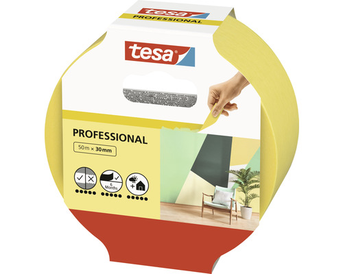 Tesa Professional Malerkrepp Klebeband 50 Meter mal 30 Millimeter