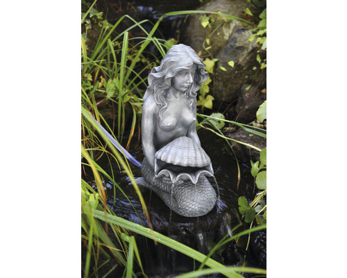 Teichfigur HEISSNER Meerjungfrau mit Muschel 20 x 30 x 46 cm