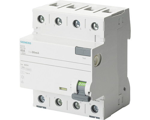 FI-Schutzschalter Siemens A, 4-polig, 40 A, 400 V