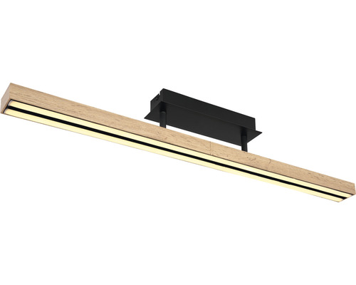 LED Deckenleuchte in Holzoptik mit schwarzer Halterung