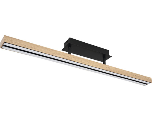 LED Deckenleuchte mit Holzoptik und schwarzer Halterung