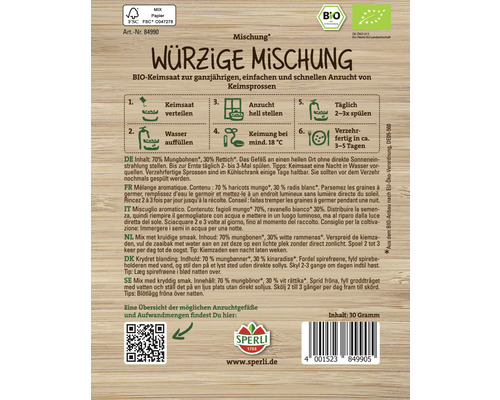 Würzige Sprossenmischung von Sperli mit Mungbohnen und Rettich
