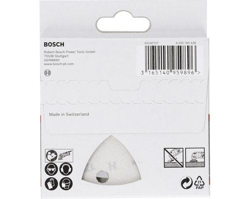 Bosch Logo, dreieckiges Schleifpapier in Verpackung