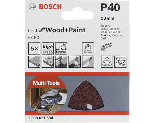 Bosch Schleifblatt Set P40, 93 Millimeter, für Holz und Farbe