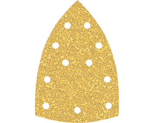 Schleifpapier Bosch C470, 102x62 mm, K40, Expert 10 Stk. Dreieckiges Schleifpapier mit Löchern für Schleifarbeiten.