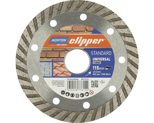 Diamanttrennscheibe Norton Clipper Standard Universal Turbo Ø 115 mm, 1 Stück Norton Clipper Diamanttrennscheibe 115mm