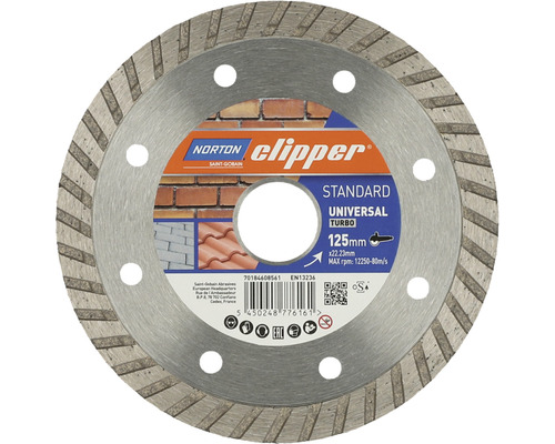 Diamanttrennscheibe Norton Clipper Standard Universal Turbo Ø 125 mm, 1 Stück Norton Clipper Diamanttrennscheibe mit 125 Millimeter Durchmesser