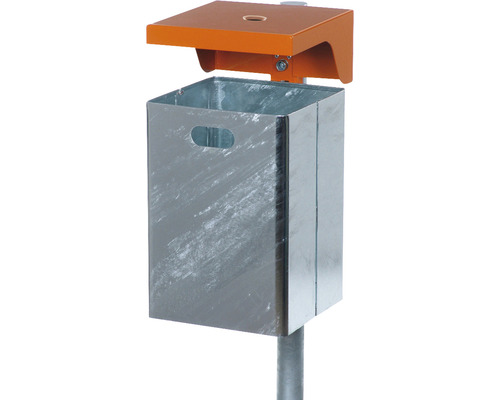 Abfallbehälter mit Wetterschutzhaube und Ascher Stahl orange 50 l