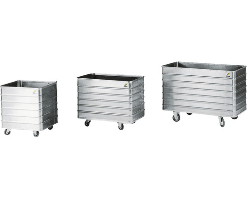 Drei Transportwagen aus Aluminium mit Rollen in verschiedenen Größen