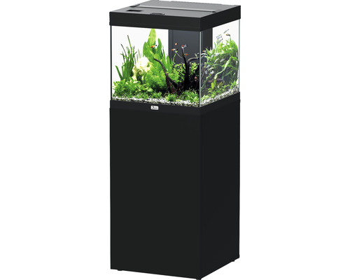 Aquariumkombination aquatlantis Aqua Tower 120 l, inklusive EASY LED 2.0 Beleuchtung, Innenfiltersystem, Heizer und Unterschrank schwarz Komplettes Aquarium mit Unterschrank, bepflanzt und mit Fischen