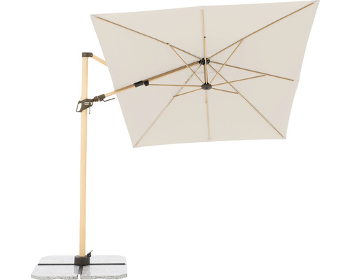 Quadratischer Ampelschirm mit Granitfuß