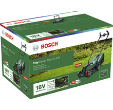 Verpackung eines Bosch CityMower 18V-32-300 Akku-Rasenmähers
